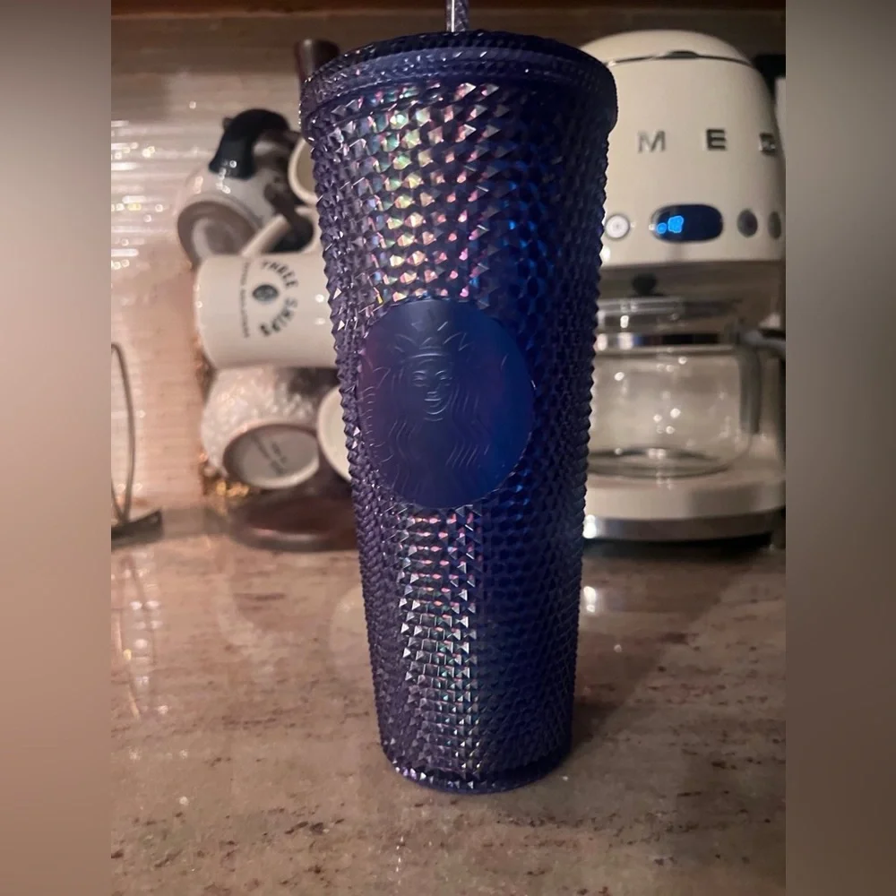 WDW 50th Anniversary Starbucks Blue Studded Tumbler with Straw 💙✨